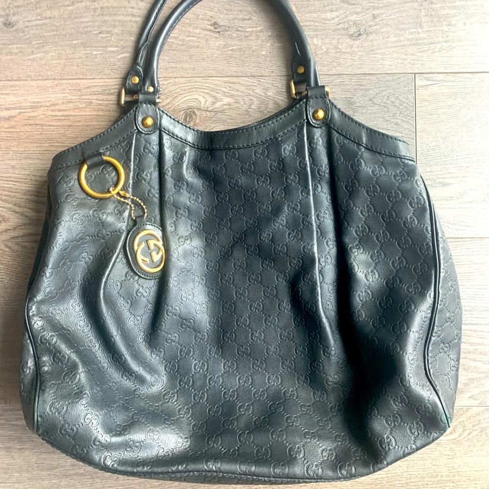 Gucci Sukey Guccissima Bag - Large, Black Leather